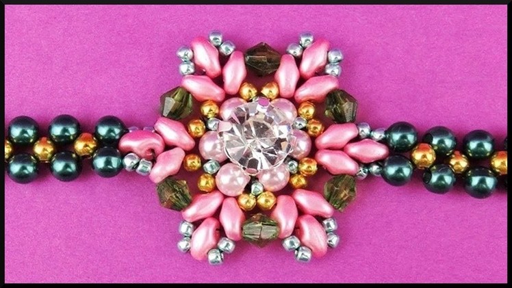 DIY | Blumen Strassstein Perlen Armband | Beaded flower rhinestone bracelet with twin beads