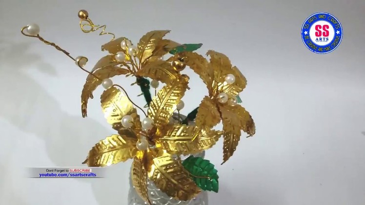 DIY How to make Golden leaves wire flowers |Room decoration |Gift idea