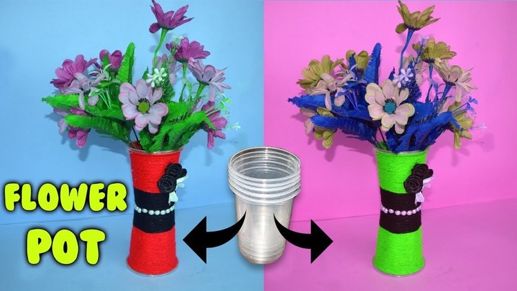 DIY | Origami Flower Pot Made by Disposable Plastic Glass | Best Out of Waste