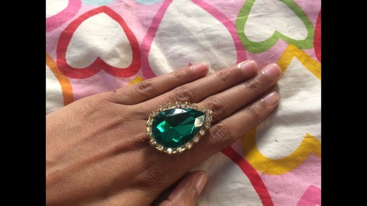 DIY paper ring.Big stone designer finger ring.party wear rings.