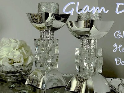 Dollar Tree DIY Glam Bling Faux Mirror Candleholders Glam Home Decor
