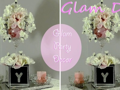 Dollar Tree DIY Glam Mirror Baby Shower Centerpiece Glam Party Decor