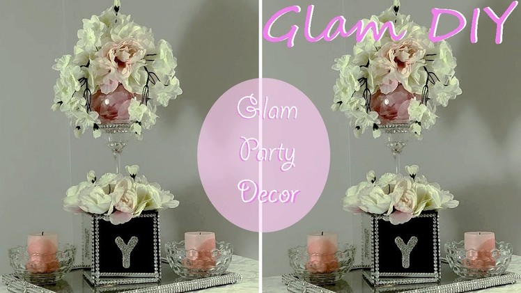 Dollar Tree DIY Glam Mirror Baby Shower Centerpiece Glam Party Decor
