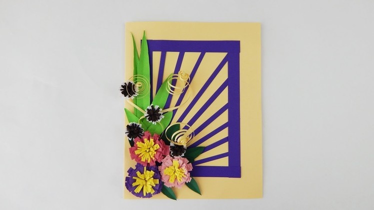 Greeting card with flowers DIY papercraft quilling Karte mit Blumen