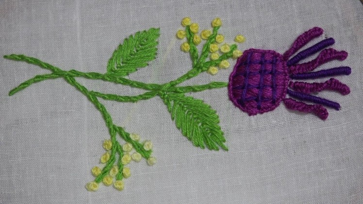 Hand Embroidery : Cast On Stitch & Portuguese Knotted stem Stitch
