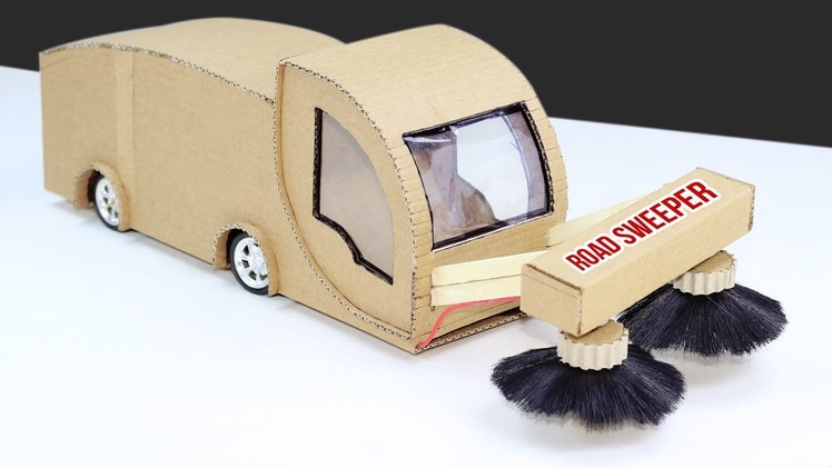 How To Make a Mini Road Cleaning Car From Cardboad ! DIY Road Sweeper