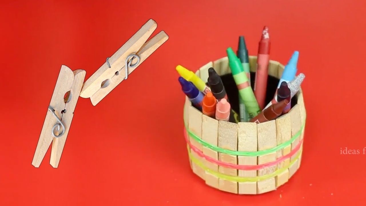 How To Make A Pen Holder with Wooden Clothespins || DIY Ideas || Ideas Factory