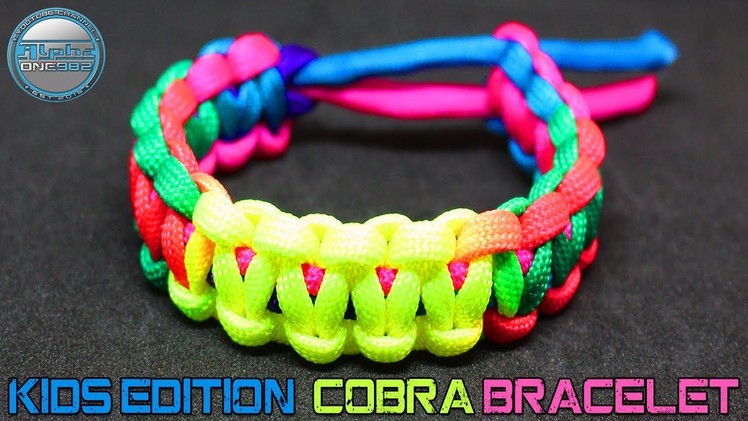 Kids Paracord How To Make Paracord Bracelet Cobra with Rainbow Colors Multicolor Cord DIY Tutorial