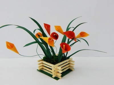Miniature decoration lilies in a matchsticks pot DIY Miniaturlilien