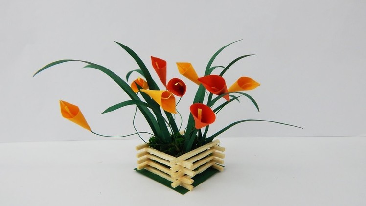 Miniature decoration lilies in a matchsticks pot DIY Miniaturlilien