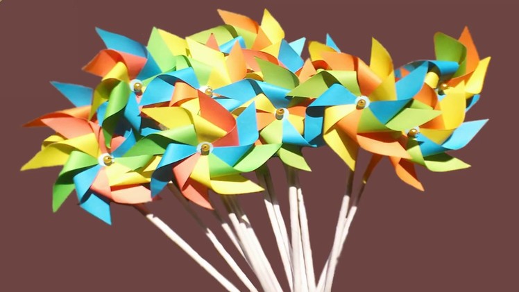 Origami rotating paper fan || Origami paper windmill || how to make  pinwheel for Bangla Noboborsho