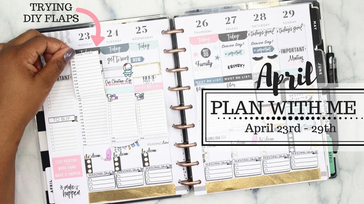Plan With Me! Trying DIY FLAPS‼️ | April 23 - 29th | Classic Happy Planner | At Home With Quita