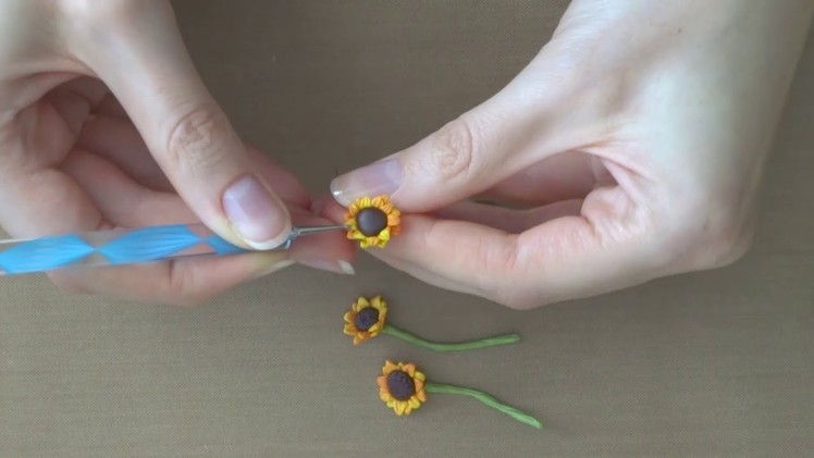 Polymer clay sunflowers tutorial by TrueNoirArt