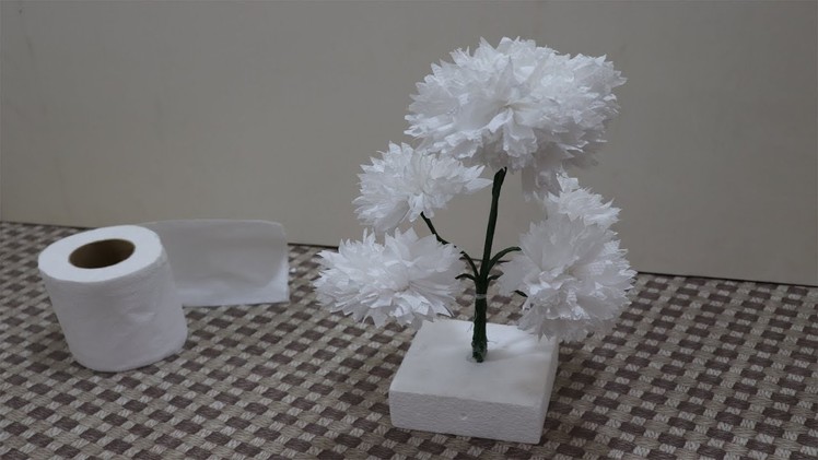 টিস্যু পেপার দিয়ে আকর্ষণীয় ফুল বানানো Turn Tissue Paper into White Flower - Very Easy  || ABC Craft