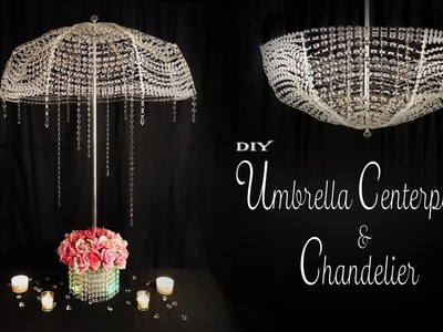 Umbrella and Chandelier DIY. Bridal Shower decor. Sweet 16 Decor. Quinceanera decor