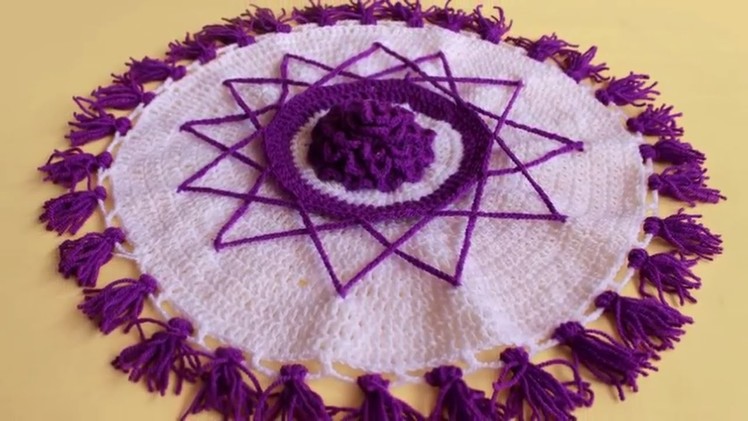 WOW !!! Woolen rumal Design || Table Mat || Woolen Crochet || Woolen Flower Making || Woolen Crafts
