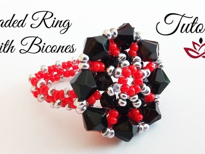 Beaded Ring With Bicones And Seed Beads - Tutorial