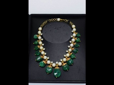 Beautiful simple emerald beads necklace designs