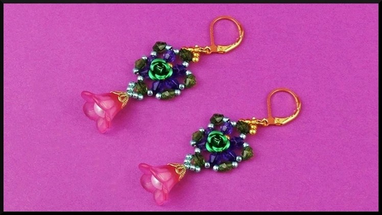 DIY | Blumen Perlen Ohrringe mit Rose | Beaded flower. rose earrings with bicones | Beadwork