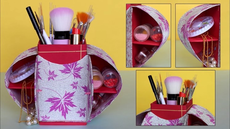 DIY Desk Organizer Box || DIY Makeup Organizer || Cardboard Cosmetic Box Making at Home