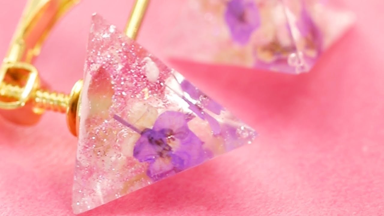 Diy Flower Resin Earrings 押し花で レジンフラワーピアス を作ろう