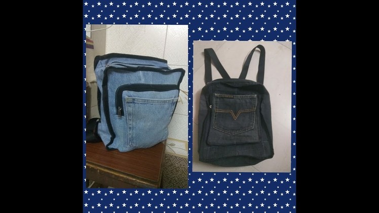 DIY - Jeans backpack from old jeans. best use of waste jeans. how to sew a sack