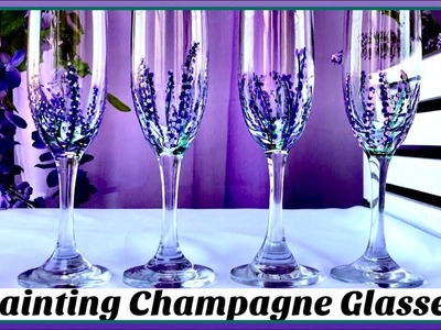 DIY Lavender Champagne Glasses | How to Paint Wine Glasses