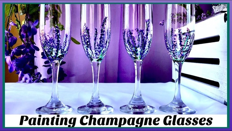 DIY Lavender Champagne Glasses | How to Paint Wine Glasses