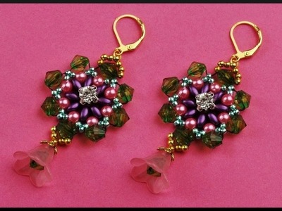 DIY | Perlen Blumen Ohrringe | Schmuck | Beaded flower earrings with bicones | Beadwork jewelry
