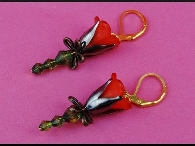 DIY | Perlen Sommer Blumen Ohrringe | Beaded acrylic flower earrings | Summer Beadwork jewelry
