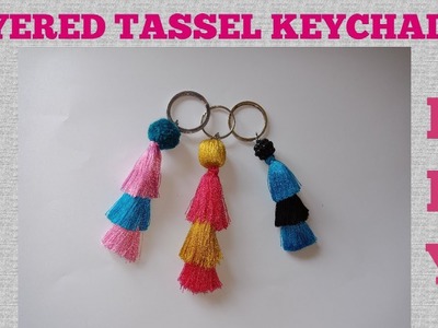 DIY stylish layered silk thread tassel keychain | keychain making at home