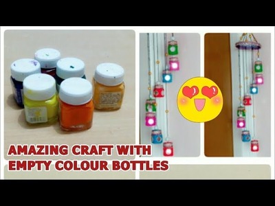 DIY Wall hanging using old empty colour bottles