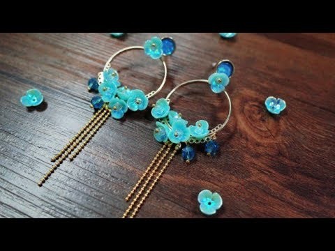 DoreenBeads Jewelry Tutorial - How to Make Green Blue Resin Flower Glass Beads Tassel Earrings