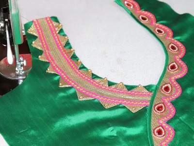 Easy and Beautiful Saree Blouse Neck Design Cutting and Stitching DIY 2018