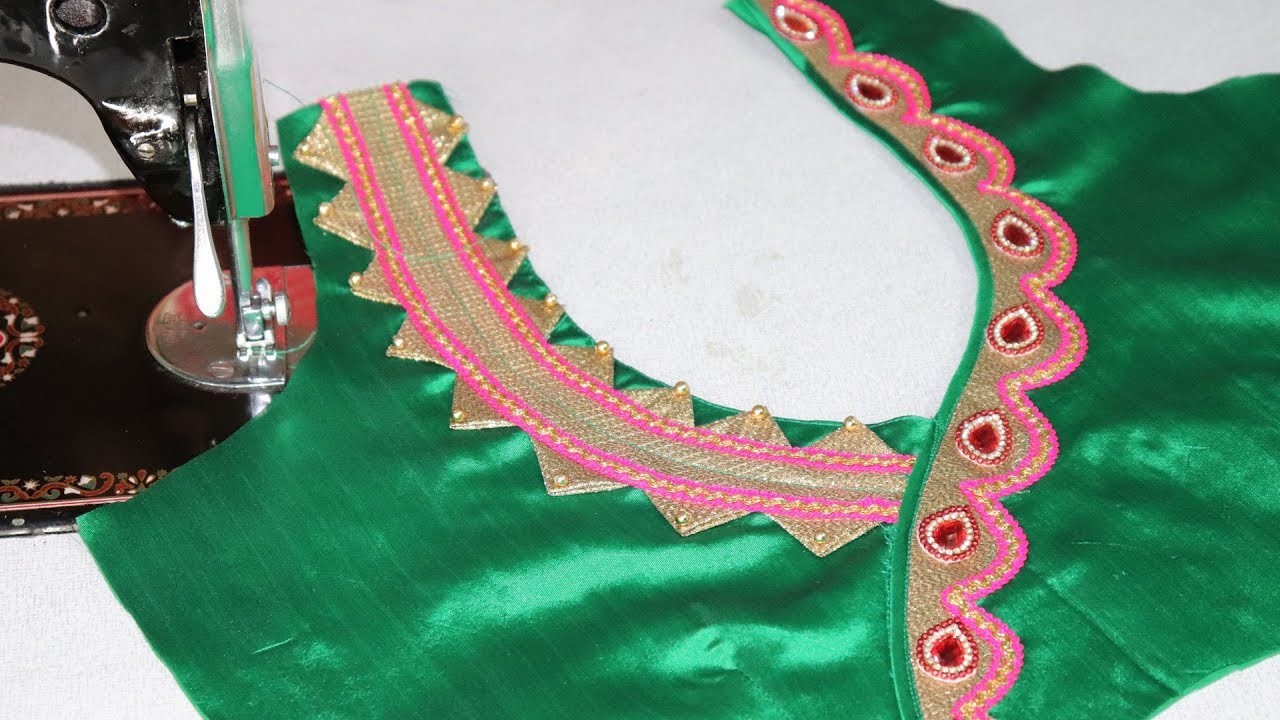 Easy and Beautiful Saree Blouse Neck Design Cutting and Stitching DIY 2018