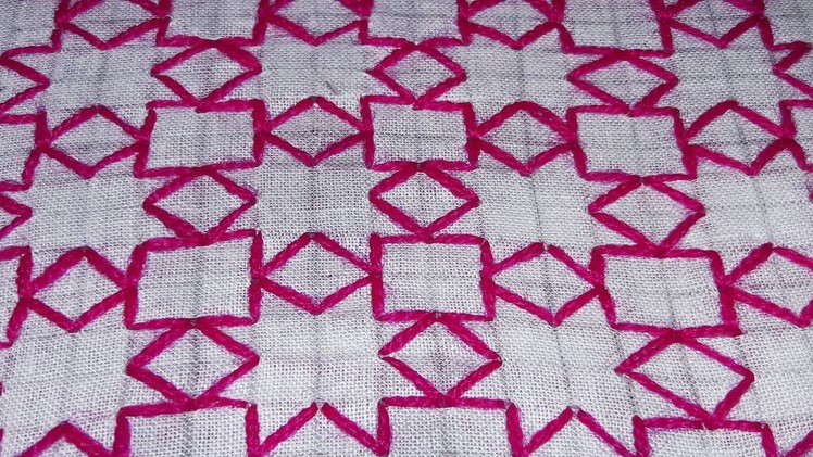 Hand Embroidery beautiful nokshi katha design video tutorial by cherry blossom.