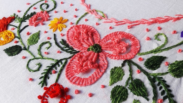 Hand Embroidery: Brazilian Embroidery Neck Design.
