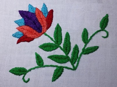 Hand Embroidery : Fishbone Stitch