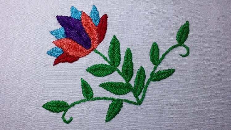 Hand Embroidery : Fishbone Stitch