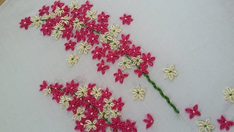 Hand embroidery of flowers with lazy daisy stitch for beginners