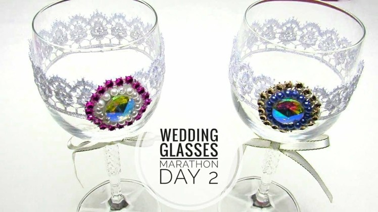 How To Decorate Wedding Glasses - DIY Wedding Glasses Decoration (Day2)