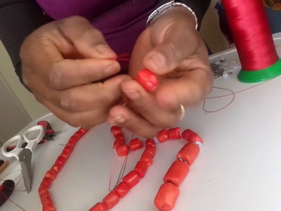 How to Diy Coral Beads necklace no Clasp