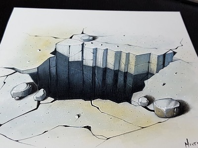 How to Draw a 3D Concrete Floor Hole Illusion- Amazing Art
