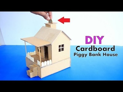 How to Make Cardboard House with Piggy Bank - DIY Cardboard House with Piggy Bank