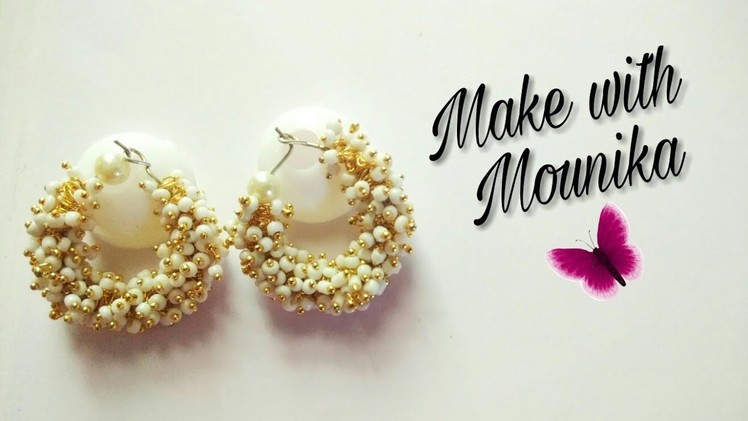 How to make pearl earrings.Diy loreal earrings.party wear earrings make it in just 5 mins