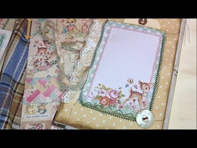 Junk Journal with me : Sewing. Decorating inside cover