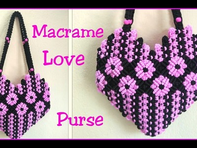Macrame Love Purse Bag DESIGN tutorial.MACRAME heart shape sling bag making