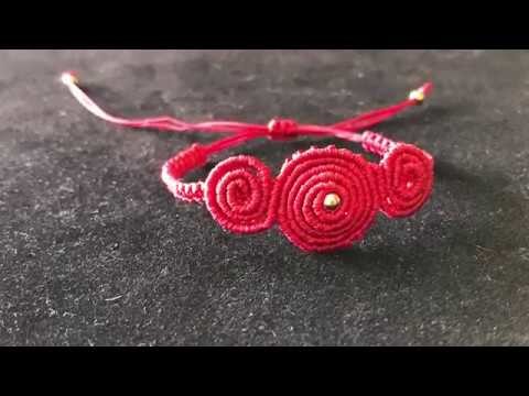 Macrame Tutorial: how to make macrame bracelet.red bracelet.step by step tutorial