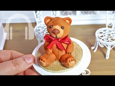 Mini teddy CAKE! DIY mini food, edible mini cake! ASMR