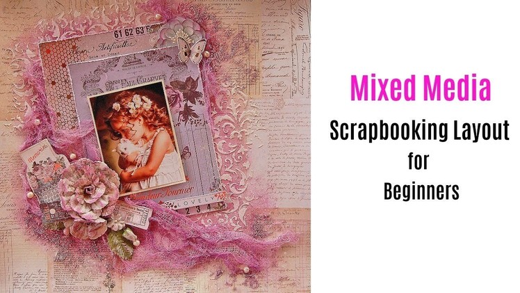 Mixed Media Scrapbooking Layout- Easy for Beginners-Spanish Subtitles- My Creative Scrapbook